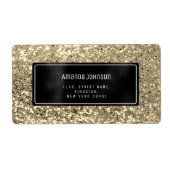 Étiquette Parties scintillant Black encadré Or RSVP Adresse  (Devant)