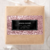 Étiquette Parties scintillant Black encadré Rose RSVP Adress (En situation)
