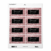 Étiquette Parties scintillant Black encadré Rose RSVP Adress (Feuille entière)