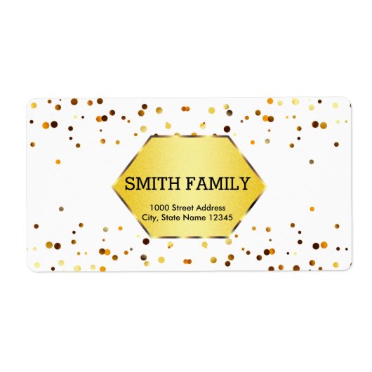 Étiquette Parties scintillant blanche et or Faux Badge perso (Devant)