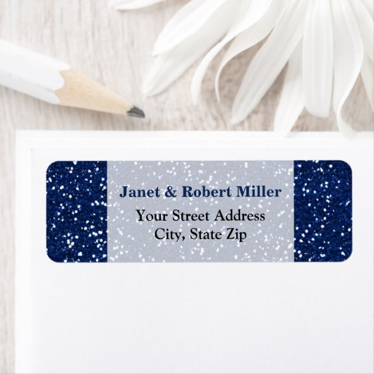 Étiquette Parties scintillant bleue design (En situation)