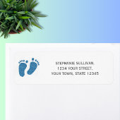 Étiquette Parties scintillant bleue Pieds bébé Adresse de re
