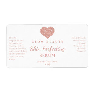 Étiquette Parties scintillant Coeur rose mignon Logo Serum