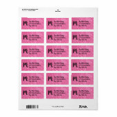 Étiquette Parties scintillant des Faux roses Monogrammes Éti (Feuille entière)