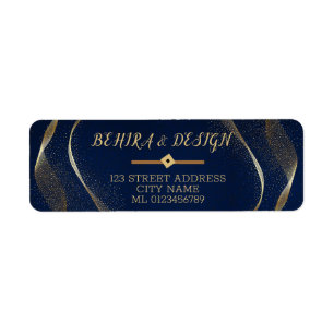 Étiquette Parties scintillant d'or bleu chic frais Retourner