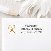 Étiquette Parties scintillant d'or Ciseaux traversés Coiffeu (En situation)