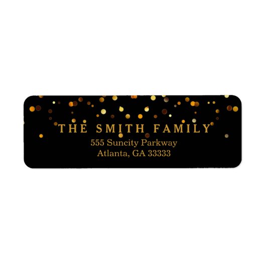 Étiquette Parties scintillant d'or classique Points Noir Mod (Devant)