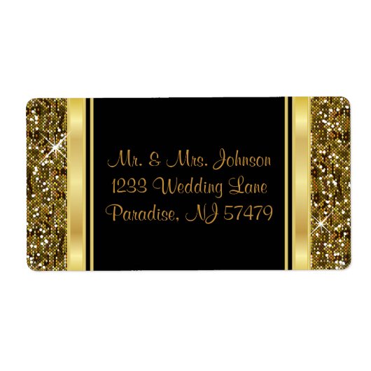 Étiquette Parties scintillant d'or Confetti et Black Eleganc (Devant)