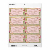 Étiquette Parties scintillant d'or floral rose vierge Brunch (Feuille entière)