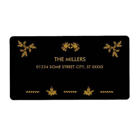 Étiquette Parties scintillant d'or Joyeux Noël, Père Noël (Devant)