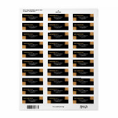 Étiquette Parties scintillant d'or noir moderne Graduate Adr (Feuille entière)