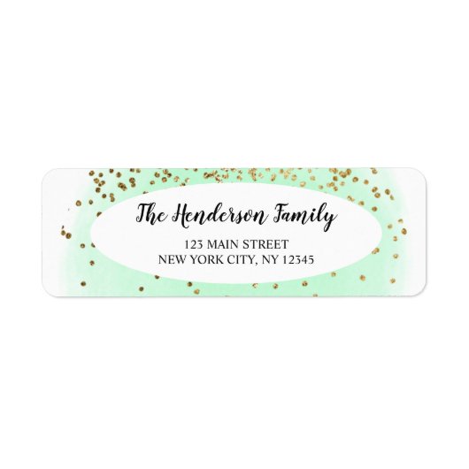 Étiquette Parties scintillant d'or Pastel Green Noël (Devant)