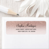Étiquette Parties scintillant d'or rose en faux girly modern (En situation)