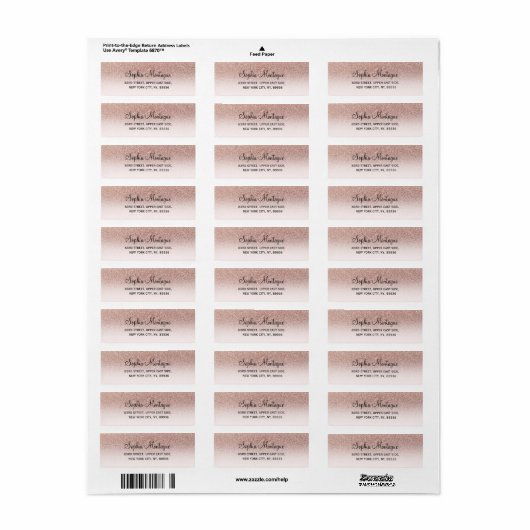 Étiquette Parties scintillant d'or rose en faux girly modern (Feuille entière)