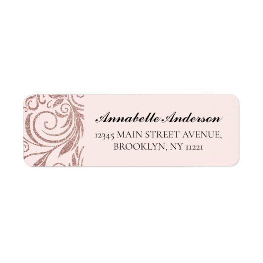 Étiquette Parties scintillant d'or rose moderne étincelle gé (Devant)