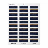 Étiquette Parties scintillant d'or Script Marine Nom bleu Ad (Feuille entière)