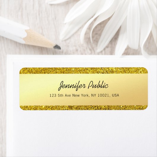 Étiquette Parties scintillant dorée moderne Script manuscrit (En situation)