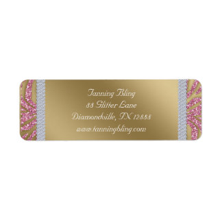 Étiquette Parties scintillant du salon de bronzage Zebra Pin