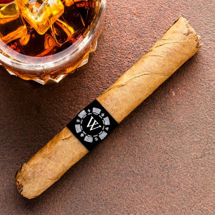 Étiquette Parties scintillant en argent Monogram Poker Chip 