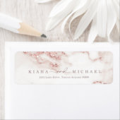 Étiquette Parties scintillant en marbre moderne Mariage Rose (En situation)