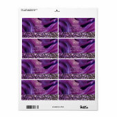 Étiquette Parties scintillant en marbre violet monogramme él (Feuille entière)