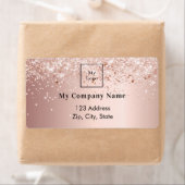 Étiquette parties scintillant en or rose logo commercial adr (En situation)