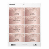 Étiquette parties scintillant en or rose logo commercial adr (Feuille entière)