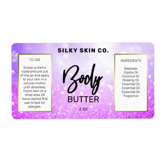 Étiquette Parties scintillant Étincelante Purple Et Or Étiqu (Devant)