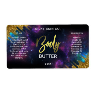 Étiquette Parties scintillant Galaxy Beurre de corps noir et