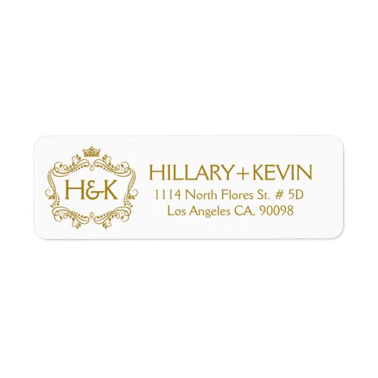 Étiquette Parties scintillant Gold Faux Couronne & Cadre Flo (Devant)