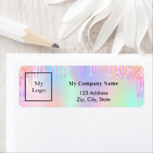 Étiquette Parties scintillant holographique goutte l'adresse