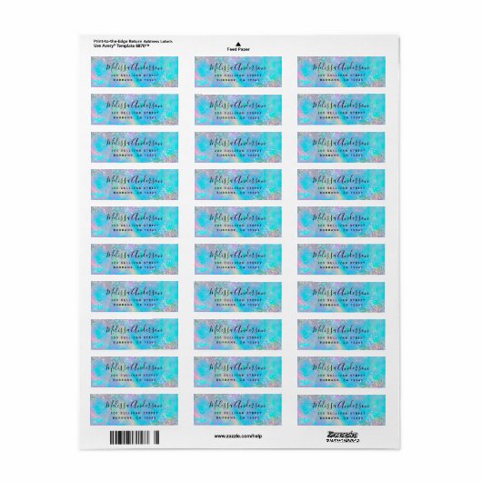 Étiquette Parties scintillant holographique Opal Iridescente (Feuille entière)