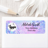 Étiquette parties scintillant lavande (En situation)