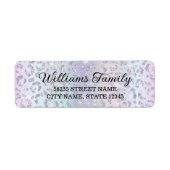 Étiquette parties scintillant leopard violet design luxe mod (Devant)
