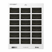 Étiquette Parties scintillant noir et or Mariage (Feuille entière)