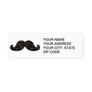 Étiquette Parties scintillant NOIRE AMUSANTE MUSTACHE