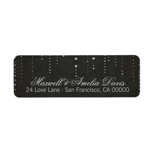Étiquette Parties scintillant noire et argent Mariage (Devant)
