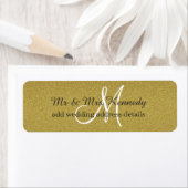Étiquette Parties scintillant or Monogramme Mariage Adresse (En situation)