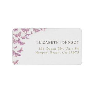 Étiquette Parties scintillant papillon violet Boho Chic Adre