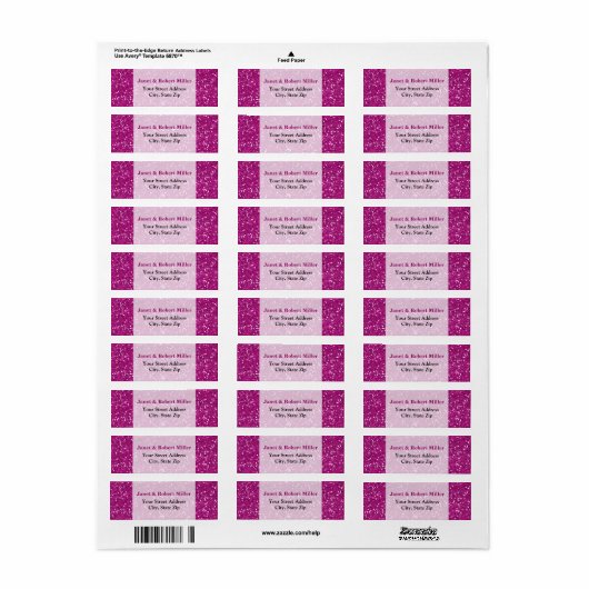 Étiquette Parties scintillant rose chaud élégant (Feuille entière)