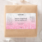 Étiquette Parties scintillant Rose Chunky Et Sérum De Marbre (En situation)