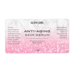 Étiquette Parties scintillant Rose Chunky Et Sérum De Marbre
