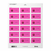 Étiquette Parties scintillant rose cupcake coeur rose (Feuille entière)
