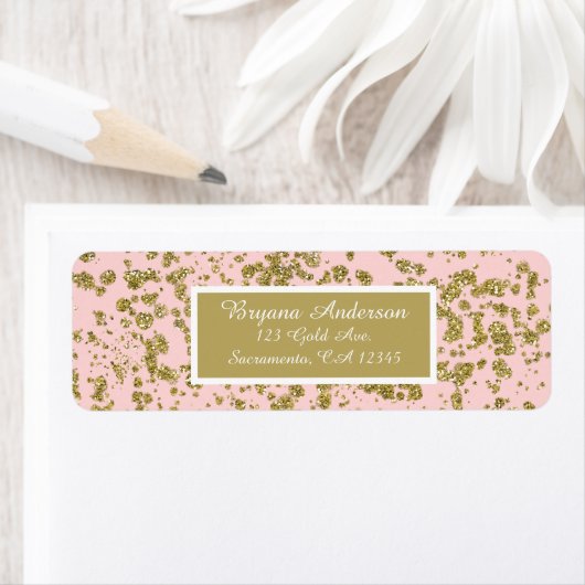 Étiquette Parties scintillant rose et or Splatter Girly Glam (En situation)