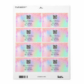 Étiquette Parties scintillant rose gouttes de code qr entrep (Feuille entière)