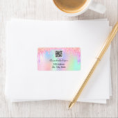 Étiquette Parties scintillant rose gouttes de code qr entrep (En situation)