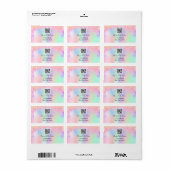 Étiquette Parties scintillant rose gouttes de code qr entrep (Feuille entière)