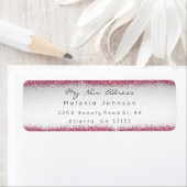 Étiquette Parties scintillant rose gris Nouvelle adresse Del (En situation)