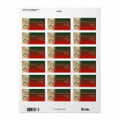 Étiquette Parties scintillant rouge et or Ornements Adresse (Feuille entière)