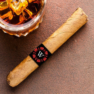 Étiquette Parties scintillant rouge Monogram Poker Chip Casi